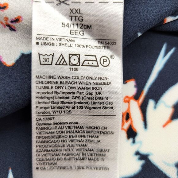 Banana Republic Top Women's XXL Floral Picot-Trim Blouse Semi Sheer Romantic - Picture 7 of 8